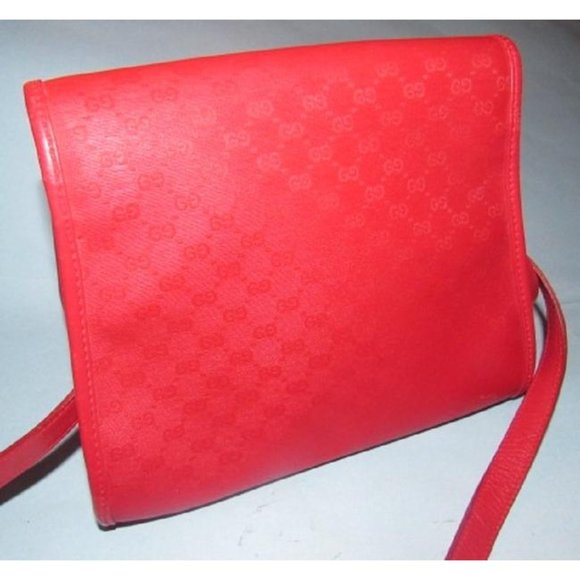 Gucci Vintage Red 2-Way Purse Coated Canvas Small G Logo - Picture 2 of 9